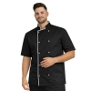 Bluza kucharska czarna na zatrzaski krótki rękaw lamówka biała roz.XXL – bluza kucharska – odzież gastronomiczna dla kuc